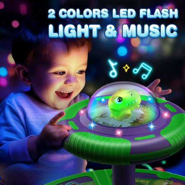 Brinquedos Musicais |   Brinquedos de Dinossauro para Sentar e Girar para Meninos de 1 a 3 Anos – Presente de Aniversário para Meninos de 2 a 4 Anos com Luzes LED e Música – Giro de 360° Brinquedos Musicais Brinquedos Musicais