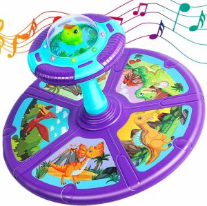 Brinquedos Musicais |   Brinquedos de Dinossauro Sentar e Girar para Crianças de 2 a 4 Anos com Luz e Música – Brinquedo de Assento Giratório 360° – Presente de Aniversário para Crianças de 1 a 3 Anos Brinquedos Musicais Brinquedos Musicais