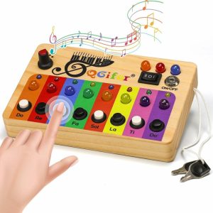 Brinquedos Musicais |   Brinquedos Montessori Sensoriais para Autismo para Crianças de 1 Ano – Quadro de Atividades para Crianças de 1 a 4 Anos – Teclado Musical Mini Piano de Madeira com Botão de Luz LED – Brinquedos Educativos para Aprendizagem na Pré-Escola Brinquedos Musicais Brinquedos Musicais