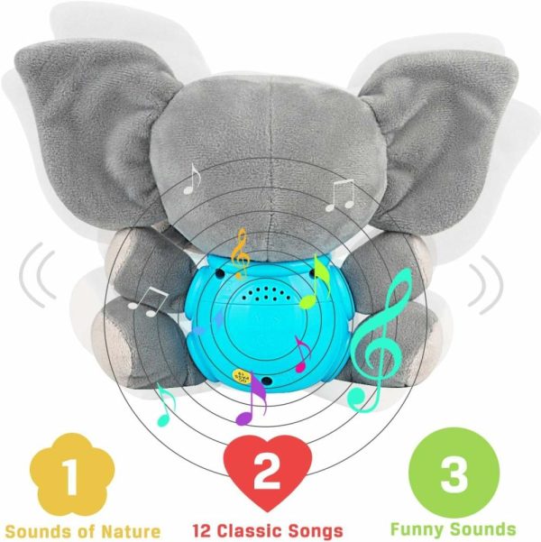 Brinquedos Musicais |   Brinquedos Musicais de Elefante de Pelúcia para Bebês 0 a 36 Meses – Brinquedos Fofos de Animais que Acendem – Brinquedos Musicais para Recém-Nascidos e Bebês Meninos e Meninas – Ideal para Crianças de 0 a 36 Meses (Cinza) Brinquedos Musicais Brinquedos Musicais