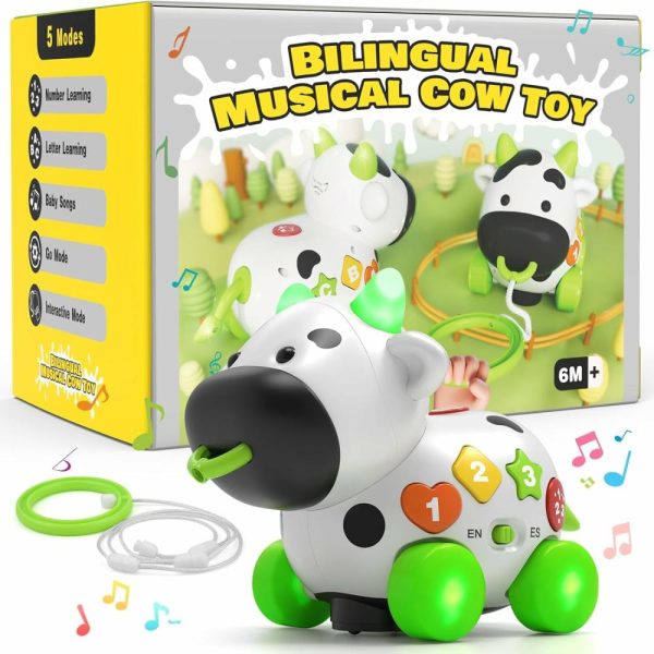 Brinquedos Musicais |   Brinquedos Musicais de Vaca para Meninos e Meninas a Partir de 1 Ano – Brinquedo Bilíngue para Bebês de 6 a 12 a 18 Meses – Brinquedos para Meninos de 1 Ano – Presente para Meninas de 1 Ano – Brinquedo Educativo para Crianças de 1 a 2 Anos – Primeiro Natal – Presente de 1º Aniversário Brinquedos Musicais Brinquedos Musicais