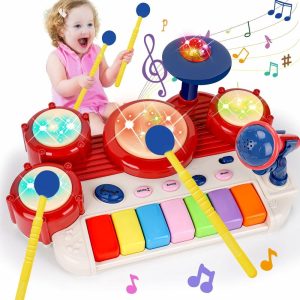 Brinquedos Musicais |   Brinquedos Musicais para Bebês de 1 a 3 Anos – Teclado de Piano e Conjunto de Tambores – Instrumentos Musicais para Crianças – Brinquedos para Bebês de 1 a 2 Anos – Brinquedos Sensoriais para Bebês de 12 a 18 Meses – Presentes de Aniversário e Dia dos Namorados para Meninas e Meninos de 1, 2, 3 e 4 Anos Brinquedos Musicais Brinquedos Musicais