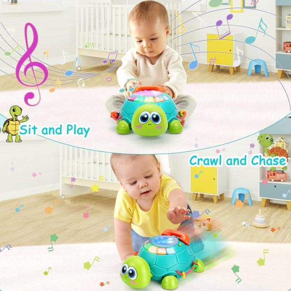 Brinquedos Musicais |   Brinquedos Musicais para Bebês Tartaruga de 6 a 12 Meses – Brinquedos de Música com Luz para Bebês – Desenvolvimento de Tempo de Barriga – Brinquedo de Engatinhar para Bebês de 7, 8, 9, 10+ Meses – Páscoa e Natal para Meninos e Meninas de 4, 5, 6 e 12 Meses Brinquedos Musicais Brinquedos Musicais