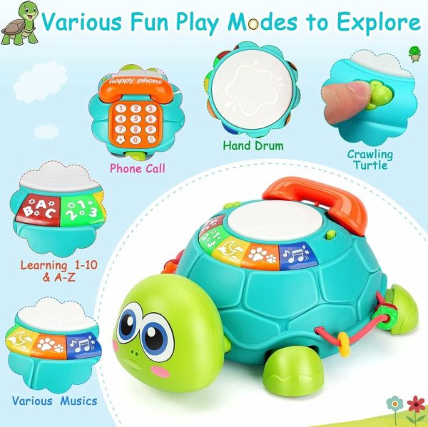 Brinquedos Musicais |   Brinquedos Musicais para Bebês Tartaruga de 6 a 12 Meses – Brinquedos de Música com Luz para Bebês – Desenvolvimento de Tempo de Barriga – Brinquedo de Engatinhar para Bebês de 7, 8, 9, 10+ Meses – Páscoa e Natal para Meninos e Meninas de 4, 5, 6 e 12 Meses Brinquedos Musicais Brinquedos Musicais