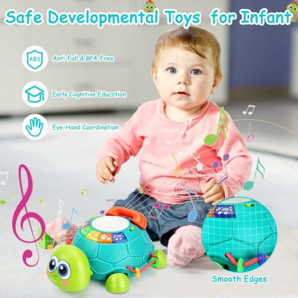 Brinquedos Musicais |   Brinquedos Musicais para Bebês Tartaruga de 6 a 12 Meses – Brinquedos de Música com Luz para Bebês – Desenvolvimento de Tempo de Barriga – Brinquedo de Engatinhar para Bebês de 7, 8, 9, 10+ Meses – Páscoa e Natal para Meninos e Meninas de 4, 5, 6 e 12 Meses Brinquedos Musicais Brinquedos Musicais