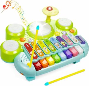 Brinquedos Musicais |   Brinquedos Musicais para Crianças de 1 a 3 Anos – Piano para Bebês para Meninas e Meninos de 1 Ano – Xilofone e Bateria para Crianças – Brinquedos Musicais com Luzes – Presentes Educativos para Aprendizado Precoce Brinquedos Musicais Brinquedos Musicais