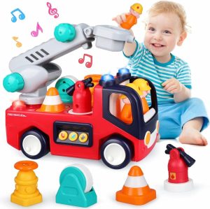 Brinquedos Musicais |   Brinquedos para Bebês de 12 a 18 Meses – Caminhão de Bombeiros Musical para Meninos e Meninas de 1 Ano – Brinquedo Educativo Precoce com Ferramentas de Combate a Incêndios/Música/Luz – Carros de Brinquedo para Bebês de 1 a 3 Anos – Presentes de Aniversário para Meninos. Brinquedos Musicais Brinquedos Musicais