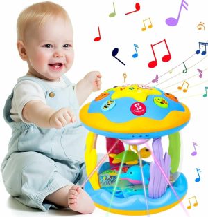 Brinquedos Musicais |   Brinquedos para Bebês de 6 a 12 Meses – Brinquedos Musicais de Aprendizado para Bebês de 12 a 18 Meses – Brinquedos Oceano com Luz Rotativa para Crianças de 1 a 3+ Anos – Presentes para Bebês Meninos e Meninas Brinquedos Musicais Brinquedos Musicais