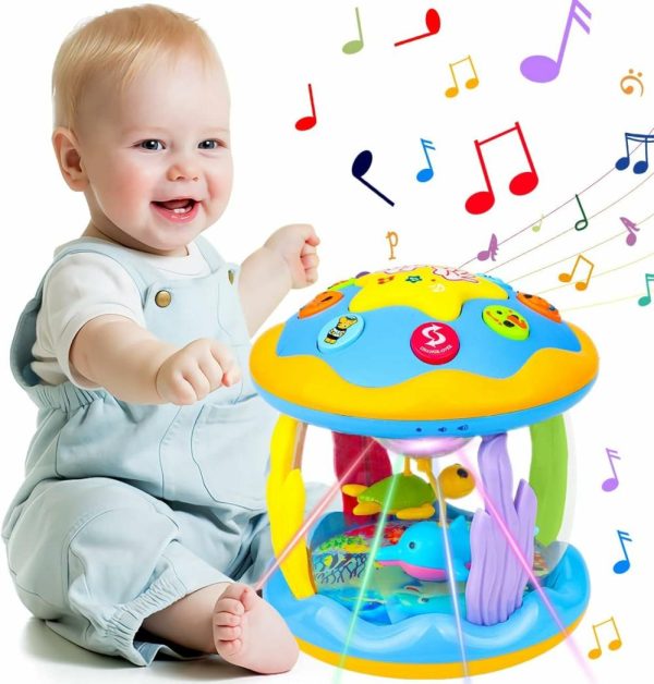 Brinquedos Musicais |   Brinquedos para Bebês de 6 a 12 Meses – Brinquedos Musicais de Aprendizado para Bebês de 12 a 18 Meses – Brinquedos Oceano com Luz Rotativa para Crianças de 1 a 3+ Anos – Presentes para Bebês Meninos e Meninas Brinquedos Musicais Brinquedos Musicais