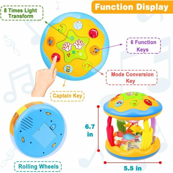 Brinquedos Musicais |   Brinquedos para Bebês de 6 a 12 Meses – Brinquedos Musicais de Aprendizado para Bebês de 12 a 18 Meses – Brinquedos Oceano com Luz Rotativa para Crianças de 1 a 3+ Anos – Presentes para Bebês Meninos e Meninas Brinquedos Musicais Brinquedos Musicais