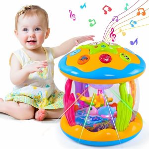 Brinquedos Musicais |   Brinquedos para Bebês de 6 a 12 Meses – Brinquedos Musicais Rotativos com Luz do Oceano para Bebês – Tempo de Barriga para Bebês de 12 a 18 Meses – Brinquedos de Engatinhar para Meninos e Meninas de 1 Ano – Presentes de Aniversário e Natal – Brindes para Cesta de Páscoa. Brinquedos Musicais Brinquedos Musicais