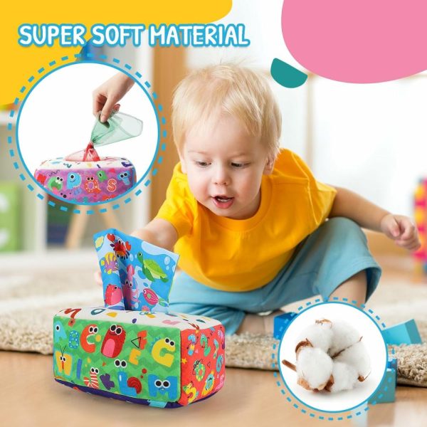 Brinquedos Musicais |   Brinquedos para Bebês de 6 a 12 Meses – Caixa de Lenços Brinquedo – Brinquedos Montessori para Bebês – Brinquedos para Menino e Menina de 1 Ano – Brinquedos Sensoriais Macios com Ruído para Bebês e Crianças Pequenas – Presentes para Meias – Presentes para Bebês Meninos e Meninas Brinquedos Musicais Brinquedos Musicais