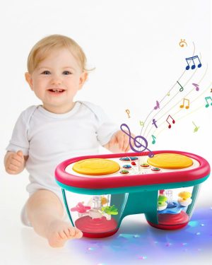 Brinquedos Musicais |   Brinquedos para Bebês de 6 a 12 Meses – Instrumentos Musicais em Forma de Tambor – Brinquedos com Luz Rotativa para Crianças de 12 a 18 Meses – Brinquedos para Hora da Barriga para Bebês de 0 a 3-6-9 Meses – Andador para Menino e Menina de 1 Ano (Azul) Brinquedos Musicais Azul