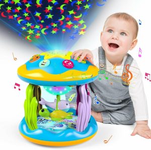 Brinquedos Musicais |   Brinquedos para Bebês de 6 a 12 Meses – Projetor Musical Rotativo 4 em 1 – Brinquedos Iluminados para Hora da Barriguinha para Bebês de 6-9 e 12-18 Meses – Brinquedos Educativos – Presentes de Aniversário para Bebês e Crianças de 1, 2 e 3 Anos, Meninos e Meninas Brinquedos Musicais Brinquedos Musicais