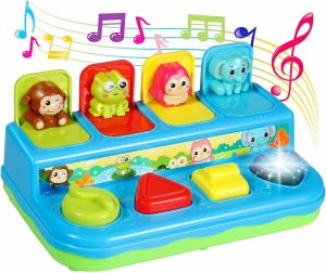 Brinquedos Musicais |   Brinquedos para Bebês de 6 a 18 Meses – Brinquedos Musicais com Luz e Pop-Up para Crianças de 1 a 3 Anos – Presentes para Meninos e Meninas – Brinquedos Infantis de Aprendizado Precoce sobre Causa e Efeito Brinquedos Musicais Azul