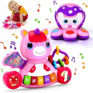 Brinquedos Musicais |   Brinquedos para Bebês Meninas de 6 a 12 Meses – Piano de Unicórnio Iluminado e Musical para Bebês – Brinquedos para Meninas de 12 a 18 Meses – Brinquedos Educativos para Crianças – Presentes de Aniversário para Meninas de 1 a 3 Anos (2 Pacotes) Brinquedos Musicais Brinquedos Musicais