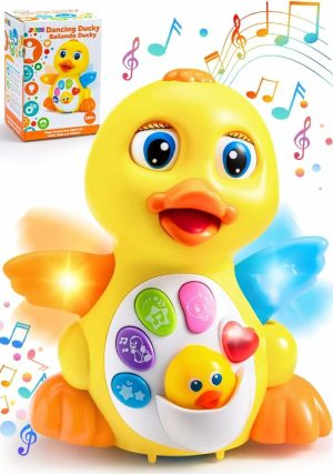 Brinquedos Musicais |   Brinquedos para Bebês Pato – Brinquedos Musicais Infantis 18+ Meses – Brinquedos para Tempo de Barriga com Música e Luzes – Brinquedos de Aprendizado Iluminados – Brinquedo para Bebê que Dança e Engatinha – Presentes para Cesta de Páscoa para Bebês Brinquedos Musicais Brinquedos Musicais