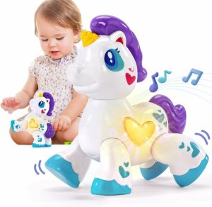 Brinquedos Musicais |   Brinquedos para Menina de 1 Ano – Brinquedos Interativos para Meninas – Unicórnio Musical com Luz – Presentes de Natal para Bebês – Brinquedos de Viagem para Meninas de 1 Ano Brinquedos Musicais Brinquedos Musicais