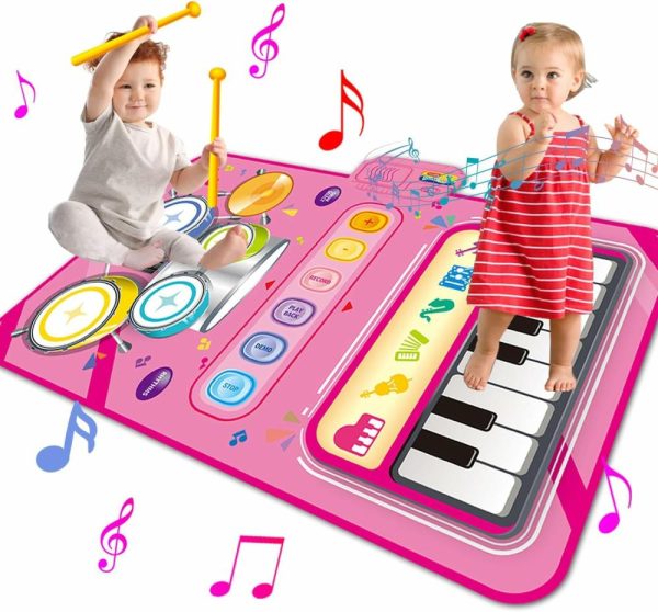 Brinquedos Musicais |   Brinquedos para Menina de 1 Ano, Tapete de Piano 2 em 1 Brinquedos Montessori para Menina de 1 a 2 Anos, Brinquedo Musical Educativo para Aniversário de 1 Ano para Meninas de 1 a 3 Anos, Presentes de Natal para Meninas Pequenas. Brinquedos Musicais Brinquedos Musicais