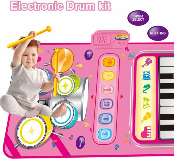 Brinquedos Musicais |   Brinquedos para Menina de 1 Ano, Tapete de Piano 2 em 1 Brinquedos Montessori para Menina de 1 a 2 Anos, Brinquedo Musical Educativo para Aniversário de 1 Ano para Meninas de 1 a 3 Anos, Presentes de Natal para Meninas Pequenas. Brinquedos Musicais Brinquedos Musicais