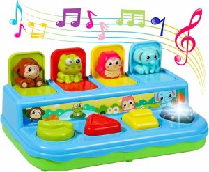 Brinquedos Musicais |   Brinquedos Pop-Up de Causa e Efeito para Desenvolvimento Precoce na Pré-Escola – Brinquedos Musicais e Iluminados para Bebês de 6 a 18 Meses – Brinquedos Educativos para Crianças de 1 a 3 Anos – Presentes para Meninos e Meninas Brinquedos Musicais Azul