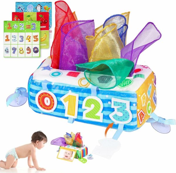 Brinquedos Musicais |   Caixa de Lenços para Bebês Brinquedo  Caixa de Lenços Macia Montessori Brinquedos para Bebês de 6 a 12 Meses  Papel Amassado em Alto Contraste Brinquedos Sensoriais com Lenços de Seda para Meninos e Meninas de 1 Ano  Presentes de Aprendizado Precoce Brinquedos Musicais Brinquedos Musicais