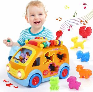 Brinquedos Musicais |   Carros de Brinquedo para Meninos de 1 Ano – Presentes para Bebês, Brinquedos para 12-18 Meses, Brinquedos Musicais de Aprendizagem para Crianças de 1 a 3 Anos, Ônibus Educativo para Bebês com Blocos de Animais – Presente de Natal e Aniversário para Meninos e Meninas de 1, 2, 3 e 4 Anos. Brinquedos Musicais Brinquedos Musicais