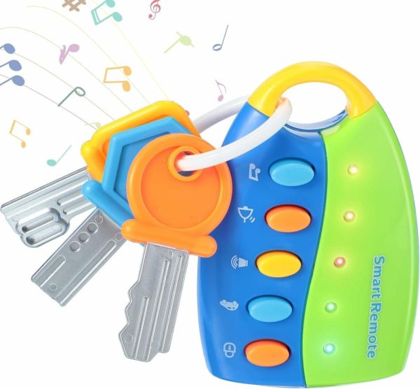 Brinquedos Musicais |   Chaveiro Musical Inteligente Brinquedo de Carro Falso com Som e Luzes – Brinquedos de Chave Divertidos e Educativos para Brincar em Viagens (Baterias Não Inclusas) Brinquedos Musicais Azul