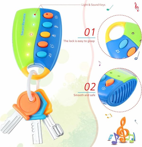 Brinquedos Musicais |   Chaveiro Musical Inteligente Brinquedo de Carro Falso com Som e Luzes – Brinquedos de Chave Divertidos e Educativos para Brincar em Viagens (Baterias Não Inclusas) Brinquedos Musicais Azul