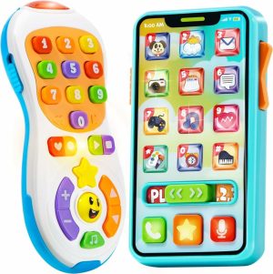 Brinquedos Musicais |   Conjunto de Telefone Brinquedo e Controle Remoto Atualizado – 90+ Músicas e Frases de Aprendizado – Brinquedos para Bebês de 6 a 12 Meses – Presentes de Aniversário para Meninas e Meninos de 1 a 3 Anos – Enchimentos de Meias para Feriados Brinquedos Musicais Brinquedos Musicais