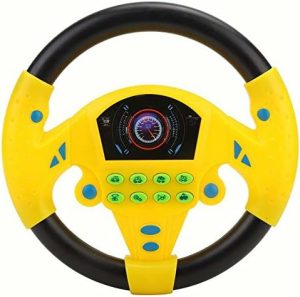 Brinquedos Musicais |   Controlador de Direção Simulado 21 X 3,5 X 21 cm – Volante Simulado para Co-Piloto – Brinquedo Educativo Musical para Crianças de 4 a 6 Anos (Amarelo) Brinquedos Musicais Amarelo