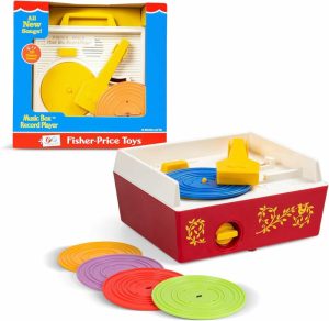 Brinquedos Musicais |   Fisher Price Clássicos – Toca-discos – Brinquedo Retro Táctil Interativo para Crianças, Meninas, Meninos, Bebês, Pré-escolares, Unissex a partir de 18 Meses + Brinquedos Musicais Brinquedos Musicais