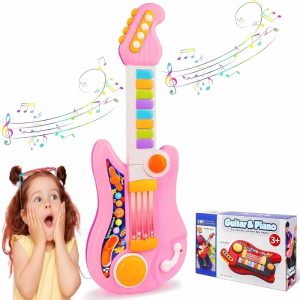 Brinquedos Musicais |   Guitarra Infantil   Guitarra Elétrica Infantil Brinquedo Guitarra para Bebês com Modo Piano Guitarra para Crianças com Alça e Luzes Ideal para Meninos e Meninas a Partir de 3 Anos Aniversário Brinquedos Musicais Brinquedos Musicais