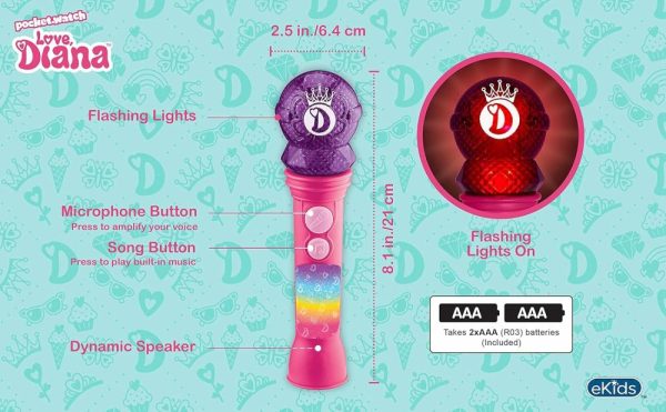 Brinquedos Musicais |   Microfone de Brinquedo Love Diana para Crianças – Brinquedo Musical para Meninas com Música Integrada – Microfone Infantil Projetado para Fãs dos Brinquedos e Presentes Love Diana Brinquedos Musicais Brinquedos Musicais