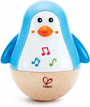 Brinquedos Musicais |   Pinguim Musical Wobbler | Pinguim Colorido que Balança com Melodia – Brinquedo Roly Poly para Crianças a Partir de 6 Meses – Multicolorido – 5” X 2” (E0331) – Azul Brinquedos Musicais Azul