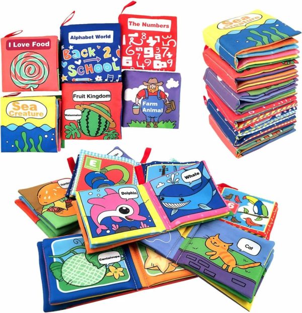 Brinquedos para Bebês e Crianças Pequenas |   Livros de Tecido Macio para Bebês, Crianças e Infantes – Vamos Aprender Juntos – Brinquedo Educativo para Meninos e Meninas – Presente para Chá de Bebê – Pacote com 6 Brinquedos para Bebês e Crianças Pequenas Brinquedos para Bebês e Crianças Pequenas