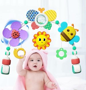 Brinquedos para Cadeira de Carro e Carrinho de Bebê |   Arco de Brinquedos para Carrinho de Bebê – Arco de Atividades Móvel Ajustável com Brinquedos Sonoros, Brinquedos para Berço e Cômoda para Bebês Novos Meninos e Meninas, Brinquedos para Bebês de 0 a 3-6-9 Meses. Brinquedos para Cadeira de Carro e Carrinho de Bebê Brinquedos para Cadeira de Carro e Carrinho de Bebê