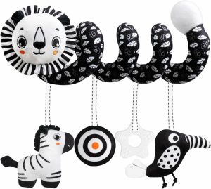 Brinquedos para Cadeira de Carro e Carrinho de Bebê |   Brinquedo de Carrinho de Bebê – Chocalho Espiral Preto e Branco, Brinquedo de Atividades Suspenso para Bebês Meninos e Meninas – Leão Brinquedos para Cadeira de Carro e Carrinho de Bebê Brinquedos para Cadeira de Carro e Carrinho de Bebê