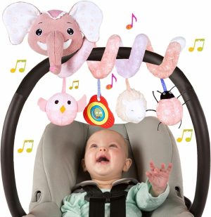 Brinquedos para Cadeira de Carro e Carrinho de Bebê |   Brinquedos de Assento de Carro para Bebês de 0 a 6 Meses – Brinquedos de Atividade Espiral para Bebês – Brinquedos de Assento de Carro para Meninas de 6 a 12 Meses – Brinquedos Suspensos para Carrinho de Bebê para Meninas de 0 a 6 Meses com Chocalho de Coruja Musical e Ovelha – Elefante Rosa Brinquedos para Cadeira de Carro e Carrinho de Bebê Brinquedos para Cadeira de Carro e Carrinho de Bebê