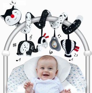 Brinquedos para Cadeira de Carro e Carrinho de Bebê |   Brinquedos de Assento de Carro para Bebês de 0 a 6 Meses – Brinquedos Espirais em Preto e Branco para Bebês de 0 a 3 Meses – Brinquedos de Alto Contraste para Bebês de 3 a 6 Meses – Brinquedos para Recém-Nascidos – Brinquedos para Carrinho de Bebê para 0, 3, 6, 9 e 12 Meses – Presente Ideal. Brinquedos para Cadeira de Carro e Carrinho de Bebê Brinquedos para Cadeira de Carro e Carrinho de Bebê