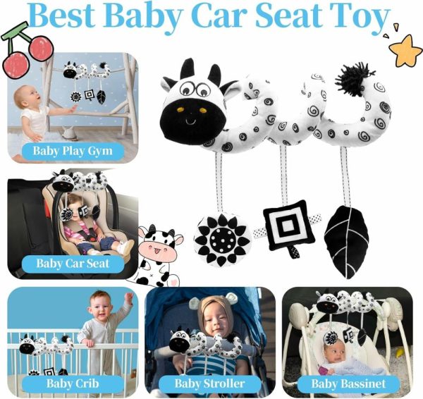 Brinquedos para Cadeira de Carro e Carrinho de Bebê |   Brinquedos de Car Seat para Bebês – Brinquedos Espirais para Bebês de 0 a 6 Meses – Brinquedos de Atividade de Pelúcia para Carrinho para Recém-Nascidos de 0 a 3, 6, 9, 12 Meses – Brinquedo Preto e Branco de Alto Contraste para Bebês – Presente Ideal. Brinquedos para Cadeira de Carro e Carrinho de Bebê Brinquedos para Cadeira de Carro e Carrinho de Bebê