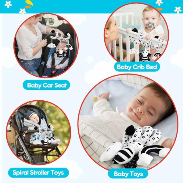 Brinquedos para Cadeira de Carro e Carrinho de Bebê |   Brinquedos de Carrinho e Cadeira de Carro para Bebês em Espiral – Brinquedos Sensoriais em Preto e Branco com Alto Contraste – Brinquedos de Atividade de Pelúcia para Recém-Nascidos – Presentes de Agradecimento para Meninas e Meninos de 0 a 12 Meses – Abelha Brinquedos para Cadeira de Carro e Carrinho de Bebê Brinquedos para Cadeira de Carro e Carrinho de Bebê