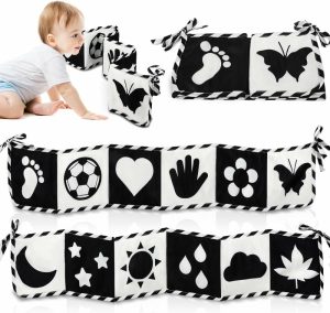 Brinquedos para Cadeira de Carro e Carrinho de Bebê |   Brinquedos para Bebês em Preto e Branco de Alto Contraste 0-3 Meses e 3-6 Meses – Brinquedos para Hora de Barriga – Brinquedos para Recém-Nascidos 0-6 Meses – Livro Macio e Brinquedos Sensoriais para Bebês – Livros de Papel Amassado para Bebês Brinquedos para Cadeira de Carro e Carrinho de Bebê Brinquedos para Cadeira de Carro e Carrinho de Bebê