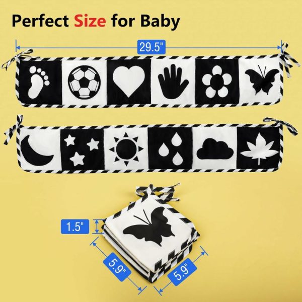 Brinquedos para Cadeira de Carro e Carrinho de Bebê |   Brinquedos para Bebês em Preto e Branco de Alto Contraste 0-3 Meses e 3-6 Meses – Brinquedos para Hora de Barriga – Brinquedos para Recém-Nascidos 0-6 Meses – Livro Macio e Brinquedos Sensoriais para Bebês – Livros de Papel Amassado para Bebês Brinquedos para Cadeira de Carro e Carrinho de Bebê Brinquedos para Cadeira de Carro e Carrinho de Bebê