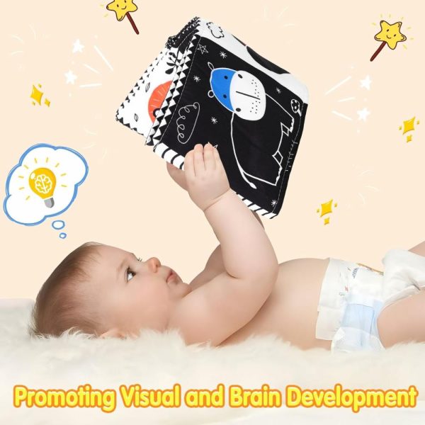 Brinquedos para Cadeira de Carro e Carrinho de Bebê |   Brinquedos para Recém-Nascidos Preto e Branco – Brinquedos de Alto Contraste para Bebês de 0 a 6 Meses e 6 a 12 Meses – Livro de Educação Infantil com Números, Sinais de Clima e Animais – Brinquedos para Hora de Barriga – Presentes para Registro de Bebê Brinquedos para Cadeira de Carro e Carrinho de Bebê Branco