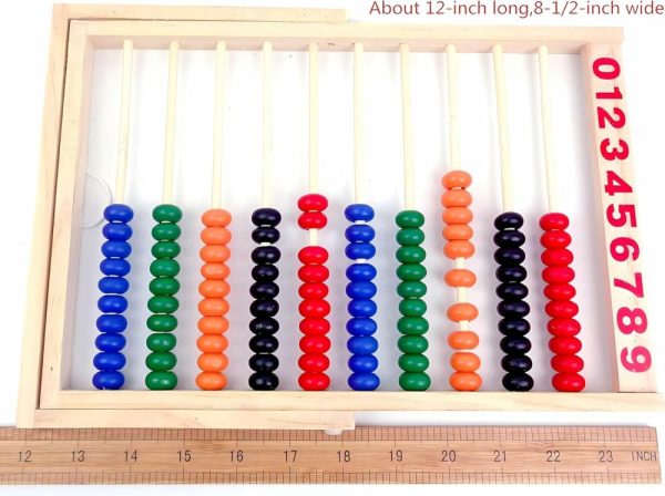 Ábacos |   Moldura de Contagem de Números em Madeira – Ábaco com 10 Linhas para Aprendizado de Matemática para Crianças (29 cm) Ábacos Ábacos