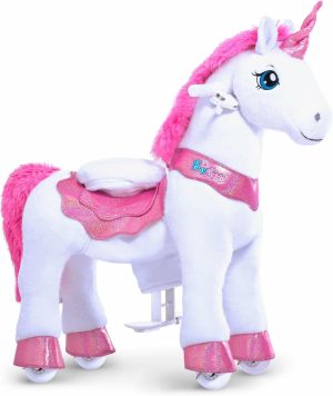 Cavalos de balanço e animais |   Cavalinho de Balanço Unicornio Rosa para Meninas – Modelo Essencial E com Freio (Altura de 90 cm/ Tamanho 4 para Idades de 4 a 8 Anos) – Brinquedos de Animais de Montar – Pônei de Pelúcia E412 Cavalos de balanço e animais Cavalos de balanço e animais