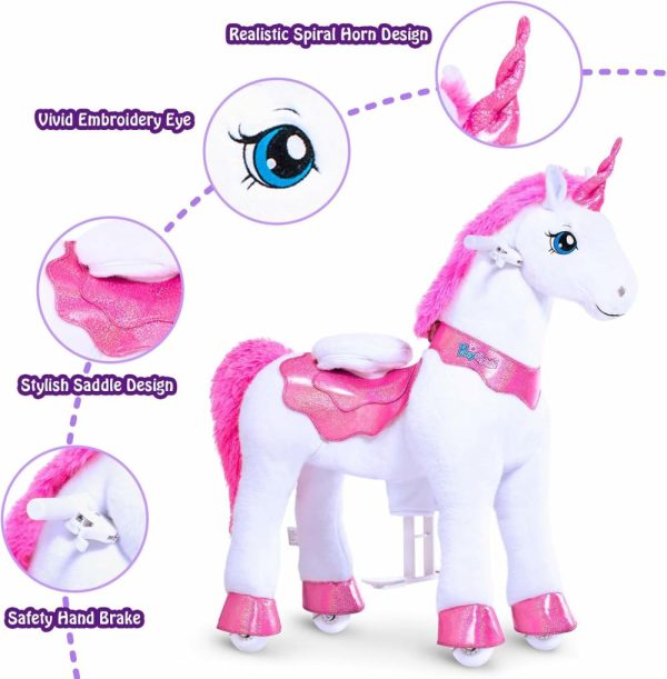 Cavalos de balanço e animais |   Cavalinho de Balanço Unicornio Rosa para Meninas – Modelo Essencial E com Freio (Altura de 90 cm/ Tamanho 4 para Idades de 4 a 8 Anos) – Brinquedos de Animais de Montar – Pônei de Pelúcia E412 Cavalos de balanço e animais Cavalos de balanço e animais