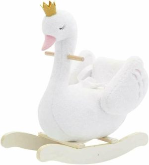 Cavalos de balanço e animais |   – Cavalo de Madeira de Pelúcia para Bebê – Animal de Montar Cisne Branco – Brinquedo de Montar para Crianças de 1 a 3 Anos – Cavalo de Rocking Estofado para Meninos e Meninas – Brinquedo ao Ar Livre para Berçário/Infantil – Presente de Natal ou Aniversário Cavalos de balanço e animais Cavalos de balanço e animais