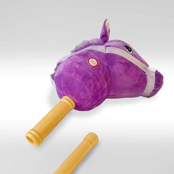 Cavalos de Pau |   Bastão Musical Animal – Cavalo Roxo e Branco – Botão Musical Bastão Resistente em Duas Peças com Cabeça de Animal de Pelúcia Colorida – Brinquedo para Crianças a Partir de 3 Anos Cavalos de Pau Cavalos de Pau